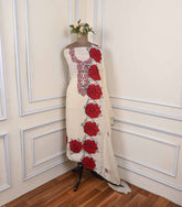 Organza Cream Unstitched Suit